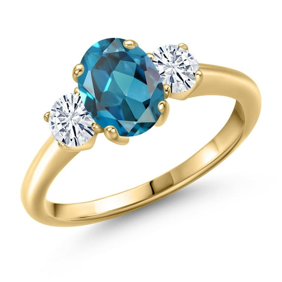 Gem Stone King 18K Yellow Gold Plated Silver Ring Topaz Moissanite (1.96 Cttw)