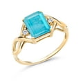 thumbnail image 1 of Gem Stone King 18K Yellow Gold Plated Silver Ring Emerald Cut Green Turquoise and Moissanite (1.88 Cttw, Size 9), 1 of 5