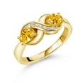 thumbnail image 1 of Gem Stone King 18K Yellow Gold Plated Silver Ring White Created Sapphire and Set with Golden Yellow Zirconia, 1 of 5