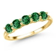 thumbnail image 1 of Gem Stone King 18K Yellow Gold Plated Silver Round Green Nano Emerald Ring for Women (1.50 Cttw, Available in Size 5, 6, 7, 8, 9), 1 of 6