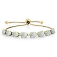 thumbnail image 1 of Gem Stone King 18K Yellow Gold Plated Silver Simulated White Opal Tennis Bracelet for Women (8.00 Cttw, Gemstone October Birthstone, Oval Cabochon 7X5MM, Fully Adjustable up to 9 inch), 1 of 6