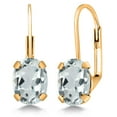 thumbnail image 1 of Gem Stone King 18K Yellow Gold Plated Silver Sky Blue Aquamarine Earrings for WomenWomen | 2.40 Cttw | Gemstone March Birthstone | Oval 8X6MM, 1 of 6
