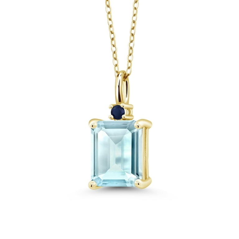 Gem Stone King 18K Yellow Gold Plated Silver Sky Blue Topaz and Blue  Sapphire Pendant Necklace For Women (4.04 Cttw, Gemstone November  Birthstone,