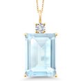 thumbnail image 1 of Gem Stone King 18K Yellow Gold Plated Silver Sky Blue Topaz and White Lab Grown Diamond Pendant Necklace for Women (20.27 Cttw, Emerald Cut 18X13MM, With 18 inch Silver Chain), 1 of 4