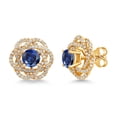 thumbnail image 1 of Gem Stone King 18K Yellow Gold Plated Silver Stud Earrings with Jackets Created Sapphire and Moissanite (2.72 Cttw), 1 of 6