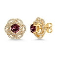 thumbnail image 1 of Gem Stone King 18K Yellow Gold Plated Silver Stud Earrings with Jackets Rhodolite Garnet and Moissanite (2.72 Cttw), 1 of 6