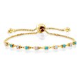 thumbnail image 1 of Gem Stone King 18K Yellow Gold Plated Silver Swiss Blue Topaz Bracelet for Women Set with Moissanite (0.73 Cttw), 1 of 3