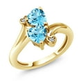 thumbnail image 1 of Gem Stone King 18K Yellow Gold Plated Silver Swiss Blue Topaz and White Lab Grown Diamond Ring for Women (1.93 Cttw, Heart Shape 6MM, Gemstone November Birthstone, Available in Size 5, 6, 7, 8, 9), 1 of 6