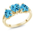 thumbnail image 1 of Gem Stone King 18K Yellow Gold Plated Silver Swiss Blue Topaz Women Ring (2.85 Ct Heart Shape 6MM, Gemstone Birthstone, Available in Size 5, 6, 7, 8, 9), 1 of 3