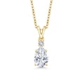 thumbnail image 1 of Gem Stone King 18K Yellow Gold Plated Silver White Created Sapphire Pendant with Chain Set with Moissanite (1.37 Cttw), 1 of 4