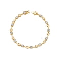 thumbnail image 1 of Gem Stone King 18K Yellow Gold Plated Silver White Created Sapphire and White Lab Grown Diamond Bracelet for Women (2.35 Cttw, Gemstone September Birthstone, Round 4MM, 7 inch), 1 of 3