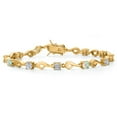thumbnail image 1 of Gem Stone King 18K Yellow Gold Plated Silver White Lab Grown Diamond and Simulated White Opal Bracelet for Women (2.37 Cttw, Gemstone April Birthstone, Round 4MM, 7.5 inch), 1 of 6