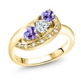 thumbnail image 1 of Gem Stone King 18K Yellow Gold Plated Silver White Moissanite and Blue Tanzanite and White Created Sapphire Engagement Ring for Women (0.75 Cttw, Gemstone , Heart Shape 4MM, Size 9), 1 of 4
