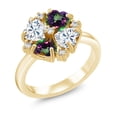 thumbnail image 1 of Gem Stone King 18K Yellow Gold Plated Silver White Moissanite and Green Mystic Topaz Ring for Women (2.12 Cttw, Heart Shape 5MM, Gemstone Birthstone, Size 6), 1 of 3