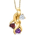 thumbnail image 1 of Gem Stone King 18K Yellow Gold Plated Silver White Moissanite and Red Garnet and Purple Amethyst Pendant for Women (1.44 Cttw, Gemstone, Heart Shape 5MM, 18 inch Chain), 1 of 6