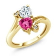 thumbnail image 1 of Gem Stone King 18K Yellow Gold Plated Silver White Moissanite Ring for Women (1.63 Cttw, Heart Shape 6MM, Gemstone Birthstone, Size 7), 1 of 6