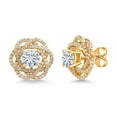 thumbnail image 1 of Gem Stone King 18K Yellow Gold Plated Silver White Moissanite Stud Earrings for Women with Removable Jackets (2.32 Cttw, Round 6MM), 1 of 3