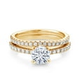 thumbnail image 1 of Gem Stone King 18K Yellow Gold Plated Silver White Moissanite Wedding Engagement Band Bridal Set Ring for Women (1.29 Cttw, Gemstone, Available in Size 5, 6, 7, 8, 9), 1 of 5