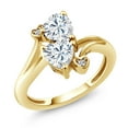 thumbnail image 1 of Gem Stone King 18K Yellow Gold Plated Silver White Moissanite and White Diamond Ring for Women (1.63 Cttw, Heart Shape 6MM, Gemstone Birthstone, Size 6), 1 of 6