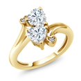 thumbnail image 1 of Gem Stone King 18K Yellow Gold Plated Silver White Moissanite and White Lab Grown Diamond Ring for Women (1.63 Cttw, Heart Shape 6MM, Gemstone Birthstone, Available in Size 5, 6, 7, 8, 9), 1 of 6