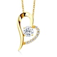 thumbnail image 1 of Gem Stone King 18K Yellow Gold Plated Silver White Topaz Heart Shape Pendant Necklace for Women (1.02 Cttw, Round 6MM, Gemstone November Birthstone, with 18 inch Chain), 1 of 6