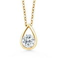 thumbnail image 1 of Gem Stone King 18K Yellow Gold Plated Silver White Topaz Teardrop Pendant Necklace for Women (0.60 Cttw, Gemstone November Birthstone, Round 5MM, with 18 inch Silver Chain), 1 of 4