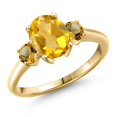 thumbnail image 1 of Gem Stone King 18K Yellow Gold Plated Silver Yellow Citrine Engagement Ring for Women | 2.01 Cttw | Oval 9X7MM | Gemstone November Birthstone | Size 6, 1 of 6