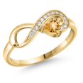thumbnail image 1 of Gem Stone King 18K Yellow Gold Plated Silver Yellow Citrine Infinity Ring for Women (0.33 Cttw, Heart Shape 4MM, Gemstone November Birthstone, Size 5), 1 of 6