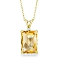thumbnail image 1 of Gem Stone King 18K Yellow Gold Plated Silver Yellow Citrine Pendant Necklace for Women (6.78 Cttw, Gemstone November Birthstone, Emerald Cut Checkerboard 14X10MM, with 18 inch Silver Chain), 1 of 4