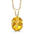 thumbnail image 1 of Gem Stone King 18K Yellow Gold Plated Silver Yellow Citrine Pendant Necklace for Women | 1.25 Cttw | Gemstone Birthstone | Oval Shape 8X6MM, 1 of 4