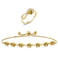 thumbnail image 1 of Gem Stone King 18K Yellow Gold Plated Silver Yellow Citrine Ring and Bracelet Jewelry Set for Women | 2.63 Cttw | Gemstone November Birthstone | Heart Shape 4MM | Round 4.5MM | Size 6, 1 of 3