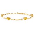 thumbnail image 1 of Gem Stone King 18K Yellow Gold Plated Silver Yellow Citrine and White Zirconia Tennis Bracelet for Women | 3.24 Cttw | Gemstone November Birthstone | Oval 7X5MM | 6 inch + 1 inch Extender, 1 of 6
