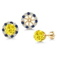 thumbnail image 1 of Gem Stone King 18K Yellow Gold Plated Silver Yellow Zirconia  Earrings with Jackets for Women | 3.00 Cttw | Gemstone Birthstone | Round 6MM, 1 of 6