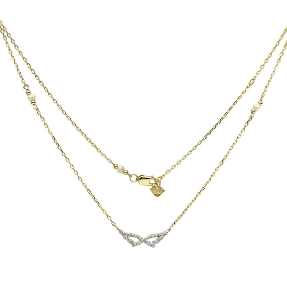 Gem Stone King 18K Yellow Gold Plated Sterling Silver Angel Wings Necklace with 18 inch Chain