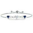thumbnail image 1 of Gem Stone King 18K Yellow Gold Plated White Moissanite and Blue Created Sapphire Tennis Bracelet for Women | 1.80 Cttw | Gemstone Birthstone | Heart Shape 6MM and 5MM | Fully Adjustable up to 9 inch, 1 of 3