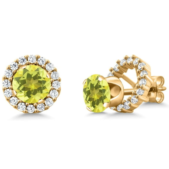 Gem Stone King 2.00 Ct 6mm Canary Mystic Topaz 18K Yellow Gold Plated Silver Removable Jacket Stud Earrings