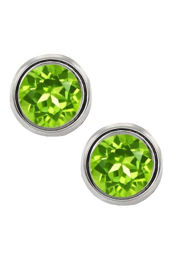 2.00 Cttw Green Peridot 925 Sterling Silver Stud Earrings for Women | Gemstone Birthstone | Round 6MM | Fine Jewelry Gifts for Her Mom Women Wife