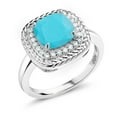 thumbnail image 1 of Gem Stone King 2.00 Ct Cushion Green Turquoise 925 Sterling Silver Ring, 1 of 4