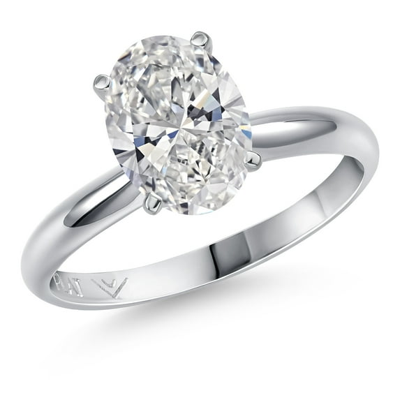 Gem Stone King 2.00 Ct IGI Certified Lab Grown Diamond 900 Platinum Solitaire Engagement Ring for Women | Oval Cut 10x8mm | E-F Color | VS1-VS2 Clarity | Size 6