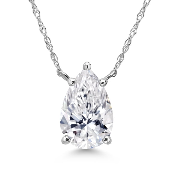 Gem Stone King 1.50 Ct IGI Certified Lab Grown Diamond Pendant Necklace for Women in 14K White Gold | Pear Shape | D-E Color | VS1-VS2 Clarity | With 18 inch Chain