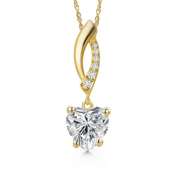 Gem Stone King 2.00 Ct IGI Certified Lab Grown Diamond Pendant Necklace for Women in 14K Yellow Gold | E-F Color | VS1-VS2 Clarity | Gold Necklace for Women | With 18 inch Gold Chain