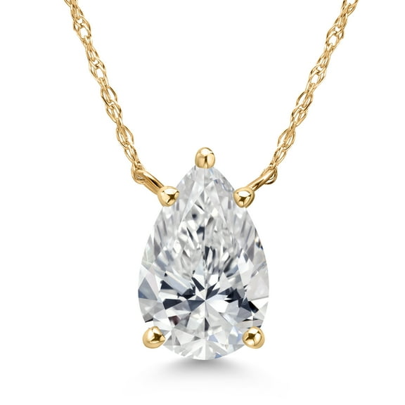 Gem Stone King 1.50 Ct IGI Certified Lab Grown Diamond Pendant Necklace for Women in 14K Yellow Gold | Pear Shape | E-F Color | VS1-VS2 Clarity | With 18 inch Chain