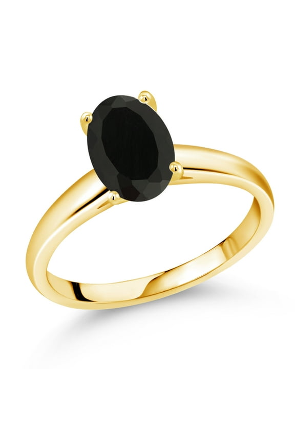 2.00 Ct Oval Black Onyx 10K Yellow Gold Ring