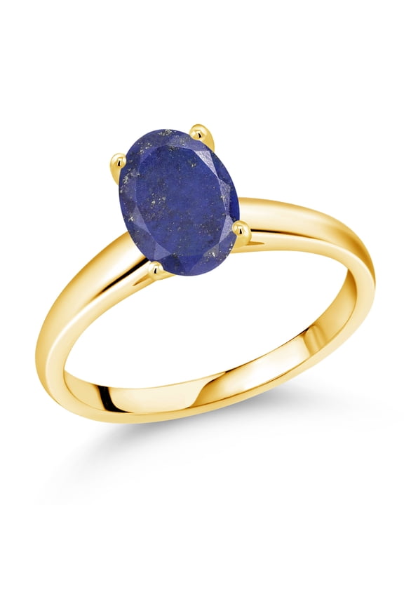 2.00 Ct Oval Blue Lapis 10K Yellow Gold Ring