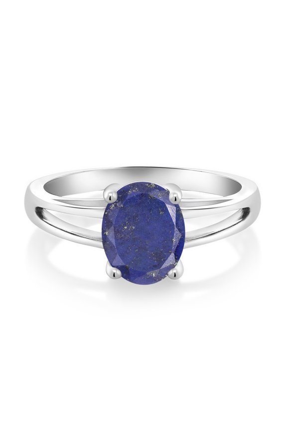 2.00 Ct Oval Blue Lapis 925 Sterling Silver Ring