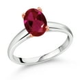 thumbnail image 1 of Gem Stone King 2.00 Ct Red Created Ruby 925 Silver and 10K Rose Gold Ring Ring (Size 6), 1 of 4