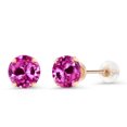thumbnail image 1 of Gem Stone King 2.00 Ct Round 6mm Pink Created Sapphire 10K Rose Gold Stud Earrings for Women Men, 1 of 4