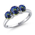 thumbnail image 1 of Gem Stone King 925 Sterling Silver Blue Mystic Topaz Engagement Ring for Women | 2.00 Cttw | Round 6MM | Gemstone November Birthstone | Size 8, 1 of 6