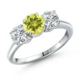 thumbnail image 1 of Gem Stone King 925 Sterling Silver Canary Mystic Topaz and Lab Grown Diamond Engagement Ring for Women | 2.00 Cttw | Round 6MM | Gemstone November Birthstone | Size 8, 1 of 6