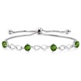 thumbnail image 1 of Gem Stone King 2.00 Ct Round Green Chrome Diopside 925 Sterling Silver Keren Hanan Women Adjustable Infinity Tennis Bracelet, 1 of 3